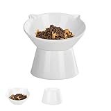 vootun Futternapf Katze,Katzennapf Erhöht Fressnapf Katze mit 15° Neigung Design,Anti-Erbrechen Katzennäpfe,Katzenfutternapf für Futter und Wasser,perfekt für Katzen,Welpen und kleine Hunde,Weiß