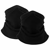 ATSNOSH 2 Stück Loop Schal für Herren & Damen, Halswärmer Schlauchschal, Schwarz Neckwarmer, Thermal Fleece Halswärmer, Winddicht Schlauchschal, für Outdoor Skifahren Motorrad Laufen (Schwarz)