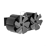 Gdfnmogo Unbetriebener Doppelkopf-Ofenventilator mit 12 Flügeln, Wandmontage, doppelseitiger Kaminventilator, energiesparender Ofenventilator, Start bei niedriger Temperatur