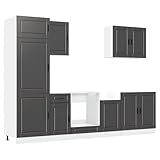 HEFZGDB 7-TLG. Küchenschrank-Set Kalmar Schwarz Holzwerkstoff Barschrank Küchenunterschrank Küchenzeile Mehrzweckschrank für Wohnbereich Küche Badezimmer Speisesaal
