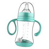 FIXOSHEE Öffnung Babyflasche PP frei Gesunde Säuglingsnahrung Trinkflasche mit Brustähnlichem Sauger für Einfache Fütterung und Präzise Dosierung