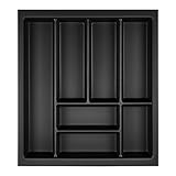 Orga-Box Junker Slim Besteckeinsatz 425 x 476 mm Lavagrau mit Perlstruktur für 50er Schränke Küchen Schubladeneinsatz passgenau für SO SLIM Schubladensystem