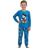 DISNEY Mickey Mouse Velours, blaue Pyjamas für Jungen, ZWEITEILIGER Pyjama mit langen Ärmeln OEKO-TEX (DE/NL/SE/PL, Numerisch, 104, Regular, C)