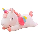 Kekeso Gefülltes Einhorn Tier Plüschtiere Weiche Kuschelkissen Puppe Cartoon Einhorn Plüsch Geschenke für Jungen Mädchen (White, 25cm/9.84inch)