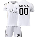 R. M. Fußball Trikot Kinder Personalisiert mit Eigenem Namen & Nummer Fussball Trikot Herren Jungen Fussballtrikot Set Fußball Jerseys Fussball Geschenke für Fußballfans #A20
