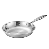 Edelstahlpfanne, ofenfeste Bratpfanne, robustes Küchenkochgeschirr, gleichmäßige Wärmeverteilung, nicht reaktiv, ergonomischer Griff, geeignet für Backofen, Induktion