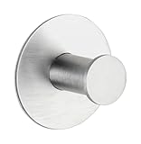WENKO Wandhaken Celano, runder Garderobenhaken aus rostfreiem Edelstahl, selbstklebend, Befestigung ohne Bohren, Ø 5 x 3,3 cm, Edelstahl matt