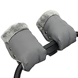Handwärmer Kinderwagen Handschuhe Handmuff mit warme Fleece und Baumwolle Innenseite Wasserdicht und Winddicht Stroller Handmuff Universalgröße Winter Geschenk für Neue Eltern Grau