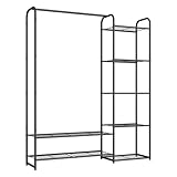 SONGMICS Kleiderständer, offener Kleiderschrank, Kleiderstange, Garderobenständer mit Ablagen, Garderobe aus Metall, freistehend, mattschwarz LGR462B01