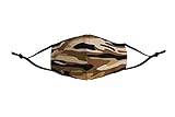 Dilara Premium Maske aus 100% Baumwolle mit Camouflage Design für Herren, Damen und Erwachsene - waschbar, wiederverwendbar (Camouflage Braun Schwarz)