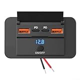 Aprilsunnyzone 12V Dual Output USB Ladebuchse mit 4 Anschlüssen zum schnellen Aufladen von Laptops und Smartphones