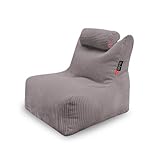 Qubo™ Mini Noa Sitzsack | Handgefertigt mit Rückenlehne & Kopfstütze | Ergonomische Styroporfüllung | Weicher Feel-Samtstoff | Vielseitig, langlebig & pflegeleicht | Holz Feel Fit