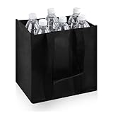 Bafumiu Praktischer Flaschenträger für 6 Flaschen, Flaschen Organizer, Flaschen Tasche, Perfekt für Einkäufe und Leergutrückgabe, 27 x 27 x 18 cm, Schwarz