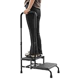 Badewannenstufe mit Haltegriff 2 Stufen,Höhenverstellung 89-100cm,rutschfeste Badewannenstufe Max. 135 kg Badewanneneinstiegshilfe ideal für Badewanne, Bett, Auto (Schwarz, 55 * 35 * 89cm)
