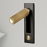 Generisch 360 Grad Drehbare Und Faltbare Lesewandleuchte, Nachttischlampe Mit Versenktem Druckknopfschalter, 4000k Natürliches Licht Led-leuchte, Dekorative Hotel-nachttischleuchte (Brushed Brass)