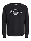 JACK & JONES Herren Jjferris Sweat Crew Neck Sweatshirt, Black/Print:Big, M
