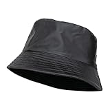 QILZO Faltbarer wasserdichter Regenhut, Fischerhut, Kappe für Damen und Herren, Kappe mit Innenfutter, ideal für Wandern, Outdoor-Sport (Schwarz)