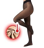 Nur Die Strumpfhose Warm & Transparent mit Innenfleece 80 DEN Thermostrumpfhose gefütterte Fein-Strumpfhose beige durchscheinend Komfortbund Damen, schwarz, L