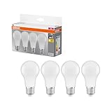 Osram LED Base Classic A, in Kolbenform mit E27-Sockel, Nicht Dimmbar, Ersetzt 60 Watt, Matt, Warmweiß - 2700 Kelvin, 4er-Pack