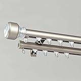 Nordische Gardinenstange, Wandmontage, Aluminium, römische Gardinenschiene, 1,5 m (4,9 Fuß) – Raumteilerstange für Vorhänge, verstellbar, robust, stilvolle Wohndekoration, C-förmig, doppelt, 1,8 m (5