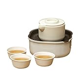 MIUPOO Reise-Teeset, tragbare Teekanne, Teetassen-Set, wiederverwendbares China-Kung-Fu-Teeset, Mini-Kunststoff-Teekanne mit Teetablett und Filter, geeignet für Picknicks und Reisen, 7-teiliges Set