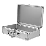 OSALADI Koffer aufbewahrungskorb decken bezug aufbewarboxen storage bags umkleideschrank faltbar Aluminium Schließfach Werkzeugkasten Aktentaschen für Männer hart kleine Aktentasche Silver