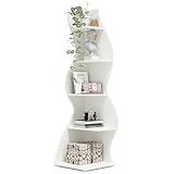 Tribesigns Eckregal, 178 cm hoch, Lagerregal, Bücherregal, Pflanzenständer, Organizer-Einheit, 5 Stufen, Modern, für Zuhause, Büro, Wohnzimmer, Schlafzimmer, Balkon, Weiß, 1 Stück