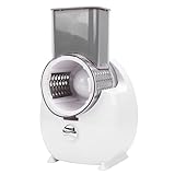 Luocute Elektrische Gemüsereibe, 4 Austauschbare Schneider, Rotierende Käseschredder mit Sicherheitsschiebestange, Elektrische Hobel für Karotten, Kartoffeln, Gurken, Käse, Nüsse,