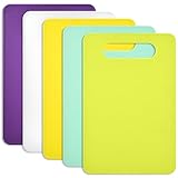 5 Stück Schneidebrett Küche, Rutschfeste Kunststoff Schneidematte - BPA Frei, Frühstücksbretter Antibakteriell Schneidebretter mit Griff für Obst Gemüse Fleisch Brot (29 x 19cm)