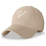 HeyCaps Baseball Cap Damen mit Herzförmiges Stickmuster Baumwolle Mütze Verstellbarem Kappe Outdoor Sports Cap