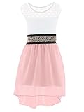 GILLSONZ PK99vDa Mädchen fest Kommunions Hochzeit Kinder festlich Party Kleid Gr.98-176 (128/134, Rosa)
