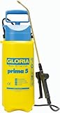 GLORIA Drucksprüher prima 5 | Gartenspritze/Sprühgerät für den Pflanzenschutz | 5 L Füllinhalt | Verstellbare Messingdüse, Gelb, Schwarz, Blau