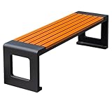 ZPRYZHD Outdoor-Parkbank in U-Form, Rückenfreie Gartenbank mit Lattenrost, Einteiliges Design, Kein Aufbau Erforderlich, Ideal für Garten, Rasen und Veranda(Medium)