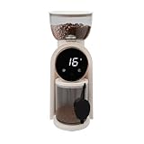 Kaffeemühle Einstellbarer scheibenmahlwerk kaffeemühle, 2-14 Portionen, 150W Elektrische Kaffeemühle Coffee Grinder mit 25 Mahleinstellungen, Kaffeebohnen Mühler, 250g Bohnenbehälter (Creme Weiß)