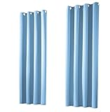 heimtexland ® 1 Paar Thermo- Verdunklungsgardinen Ösenschal Vorhänge Verdunkelnd Isolierend Blickdicht Verdunkelungsvorhänge HxB 160x135 Hellblau Typ139