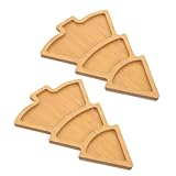 UTHCLO 2 STK Weihnachtsbaumtablett Obstteller Pickle-Teller Teller in weihnachtsbaumform Herz Gericht Tabletts zum Servieren von Speisen Keramikschale dekorativ hölzern Light Brown