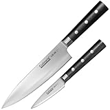 Culinaris Messer-Set - Kochmesser CB-08 + Schälmesser CB-01 Black Serie, Klingen aus hochwertigem Edelstahl, dreifach genieteter ergonomischer Hartharz Griff