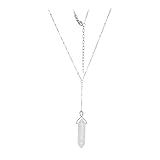 Cavill Elegante Brasilianische Wei�quarz Halskette aus 925er Sterlingsilber, 14,16 Karat Edelstein, Luxuri�ser Schmuckanh�nger, Hochwertige Silberkette, Exklusiver Damen Halsschmuck