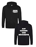 Personalisierte Herren Sweatjacke mit Kapuze bedrucken lassen - Zip Hoodie Jacke als Geschenk für Männer selbst gestalten - Arbeitsjacke als Arbeitskleidung mit Text personalisiert - Schwarz XL