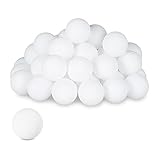 Relaxdays Beer Pong Bälle, 100 Stück, Tischtennisbälle aus Kunststoff, ohne Aufdruck, Ping Pong Bälle, Ø 40 mm, weiß