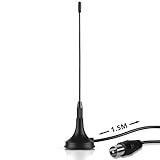 August DTA180 TV Antenne DVB-T/DVB-T2 Kleine tragbare mini Antenne für Digital TV/DVB-T2 Tuner Stick mit stärkerem Empfang/Magnetfuß 1,5m Kabel/Smart Signalverstärker für alle DVB-T2 Geräte/Schwarz