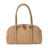 SEAYACK Moderne Suedes Crossbody Bag Leichte Abend Geldbörsen Praktische Bowling Schulter Geldbörse Für Alltägliche Büropendler Pendler Tasche Große Kapazitäten