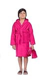 ALLEN & MATE 100% BAUMWOLLE Kinderbademantel mit Kapuze aus – 380 g/m², Sicherheitszertifiziert, Weicher, Leichter und Saugfähiger Bademantel für Jungen und Mädchen (14-15 Jahre, Rosa)