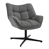 WOLTU Relaxsessel, 360° drehbar, gepolstert, Fernsehsessel, Ohrensessel, Sessel Wohnzimmer Schlafzimmer, Leinen, Dunkelgrau