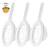3 Stück Feinmaschiges Sieb, 100/200/400 Mesh Passiersieb mit Griffen Likörfilter Nylon Plastiksieb Feines Sieb küche Reissieb Passiertuch Küchensieb Fein für Filterung von Saft Wein Milch