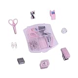 Mini Tacker Kit Bürozubehör Kits – Enthält Mini Stacker, Schere, Heftferner, Heftklammern, Bandspender (pink)