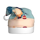 Plüsch-Weihnachtsmütze aus Bambus, blau-orangefarben, weihnachtliches Kostümzubehör, weich im Griff, perfekt für Weihnachts- und Feiertagsfeiern.