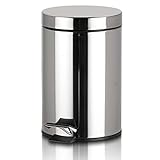 KHG Mülleimer Bad, Kosmetikeimer 3l | Abfalleimer Treteimer aus Aluminium in spiegelndem Chrom | herausnehmbarer Inneneimer, ideal für Küche, Badezimmer, Büro