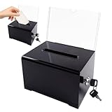 Zyluniy Acryl Spendenbox, Abschließbar Spendenbox mit Schloss und Schildhalter, Stimmzettelkasten Schlitz Kunststoff-Vorschlagsbox für Visitenkarten, Abstimmungen, Gewinnspiele (16x10x12cm)