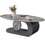 Ovaler Couchtisch Mit Metallrahmen, Center-Couchtisch Für Wohnzimmer, Niedrige Couchtische, Kleiner Teetisch Für Die Wohnung, Nordischer Schiefer, Teetisch, Beistelltisch Für Wohnzimmer, Schlafzimmer(